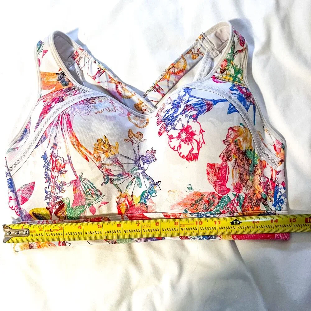 RBX Floral High Impact Strappy Criss-Cross Racerback sports bra, size 1x